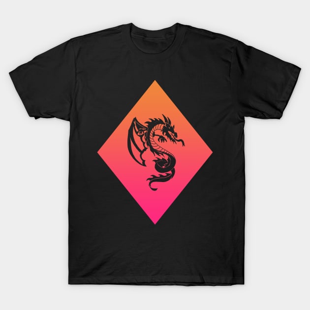 Orange and Pink Diamond Dragon T-Shirt by ZeichenbloQ